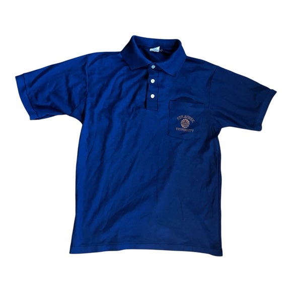 Collegiate pacific Vintage 1970s Syracuse University Polo Shirt Men’s Large Blue - Picture 1 of 9
